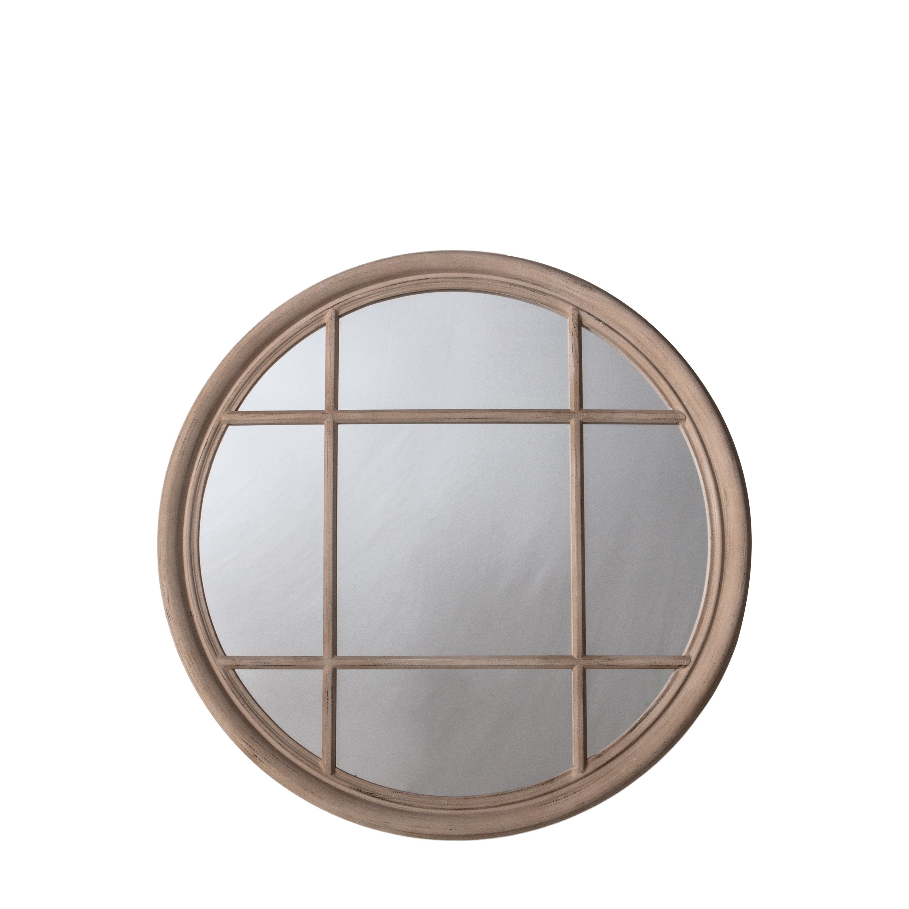Carlton Matt Taupe Round Window Wall Mirror